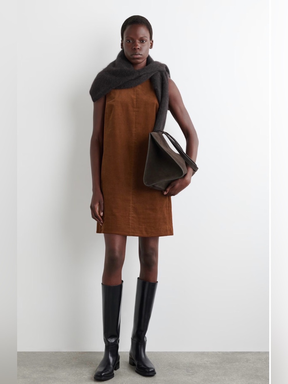 COS Brown Corduroy Shift Dress - Size US 6